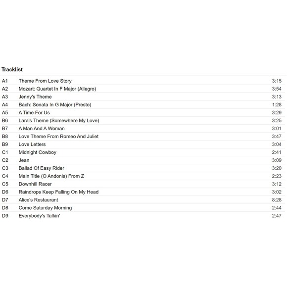 Love Story, Midnight Cowboy, The Music of Vintage Films, Release Circa 1970's, - Picture 7 of 7